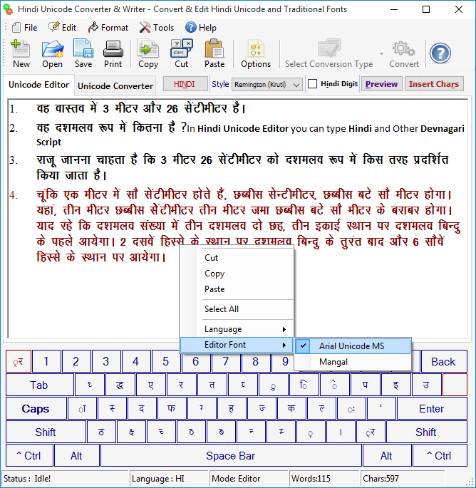 microsoft word hindi font